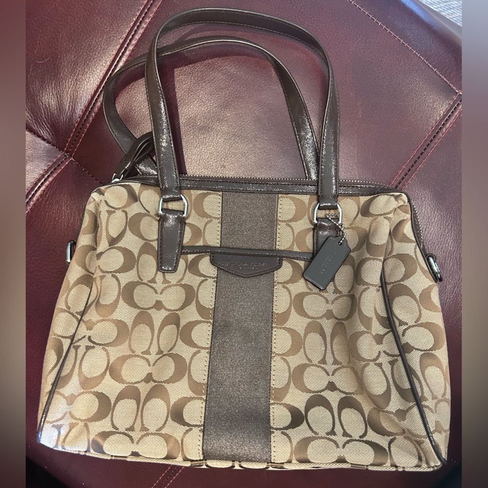 Coach Classic Print with Shoulder Strap Satchel